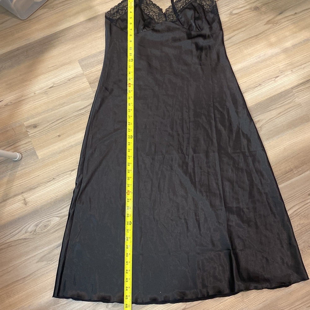 Elegant Black Lace Nightgown, Long Women sleepwear Dress,Satin Dress - Picture 5 of 7